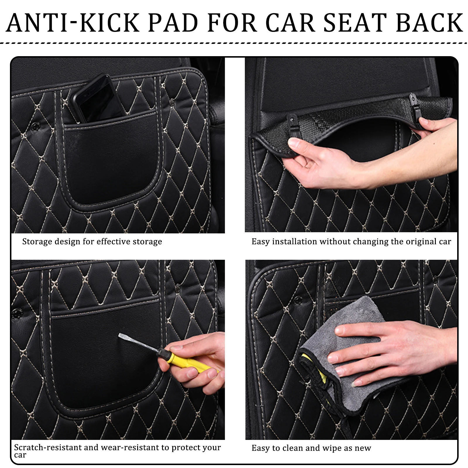 

PU Leather Anti-Child-Kick Pad For Car Waterproof Seat Back Protector Cover Universal Auto Anti Mud Dirt Pads With Storage Bag