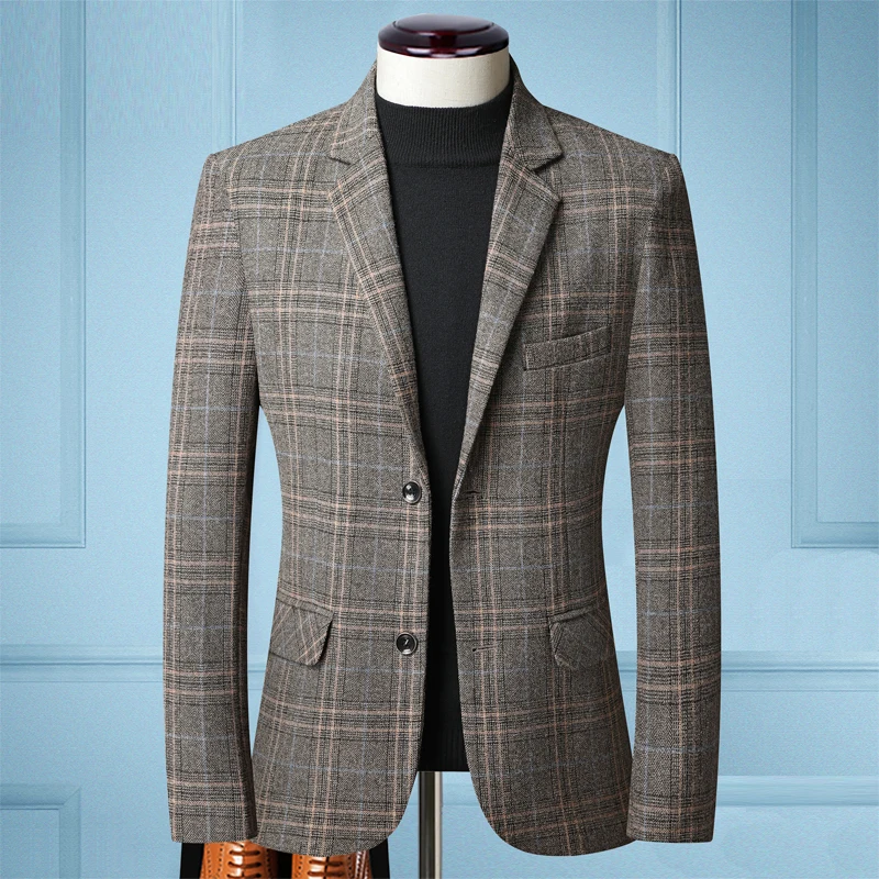 

2020 New Plaid Wedding Party Coat Suit Jacket Single Breasted Male Blazers Mens Coat Wedding