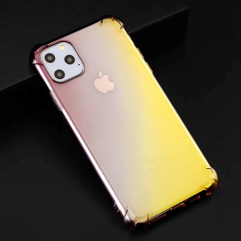 Цветной прозрачный градиентный чехол для iPhone 11 Pro Max Fundas мягкий силиконовый 6 6s 7 8