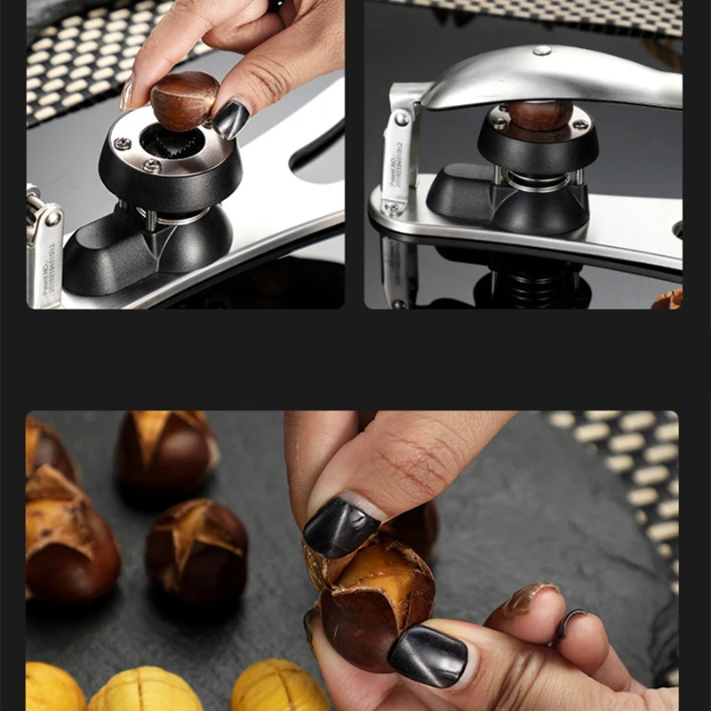 stainless steel 2 in 1 quick chestnut clip walnut pliers metal nutcracker sheller nut opener kitchen tools cutter gadgets free global shipping