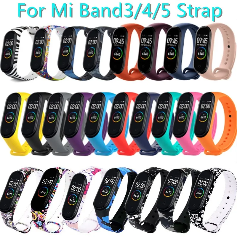 

Mi Band Silicone Strap For Xiaomi Mi Band 5 4 3 bracelet Fashion Graffiti pattern For Mi Band 3 4 5 Wristband Bracelet Accessory