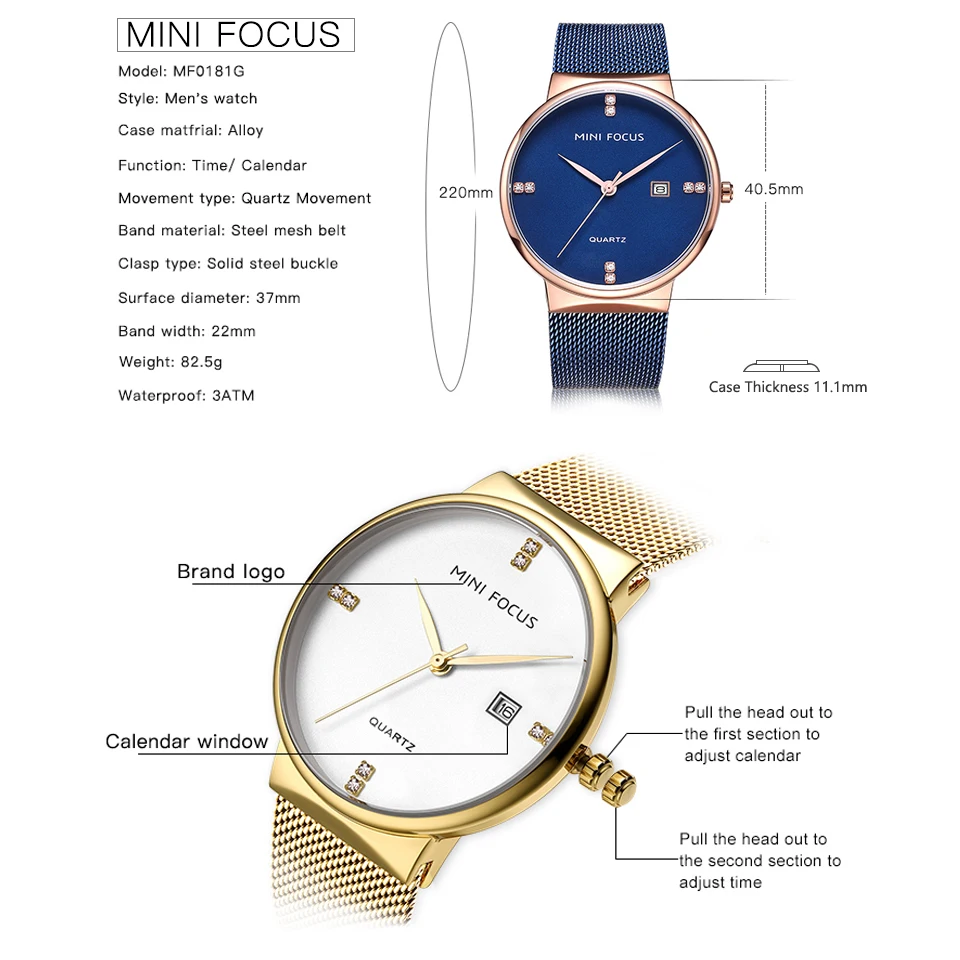 Минималистичные модные мужские часы MINI FOCUS Роскошные Кварцевые ведущей марки