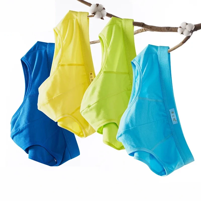 4Pcs/Lot Men's Briefs Cotton Underwear Summer Breathable Sexy Young Students Middle Waist Pants Large Shorts Underpants