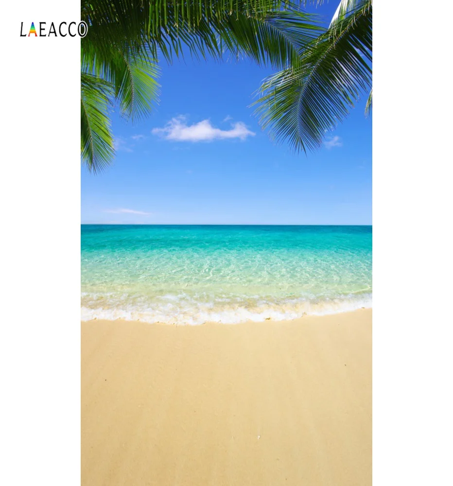 Laeacco тропические морские волны пляж песок летний праздник естественная сцена фотографический фон фотографии фоны для фотостудии
