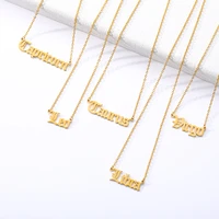 2020 new constellation zodiac necklace jewelry for women antique style designed letter taurus aries necklaces birthday gift