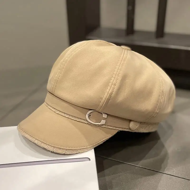 

2021 Hats For Women British Retro Solid Octagonal Hat Female Fashion Painter Newsboy Hat Casual Art Wild Beret Pink Black Cap