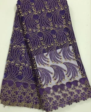 Желтые французские нигерийские кружева ткани высокого качества тюль