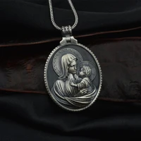 jewelry on the neck european and american style christian necklace vintage virgin mary embrace baby jesus memorial medal