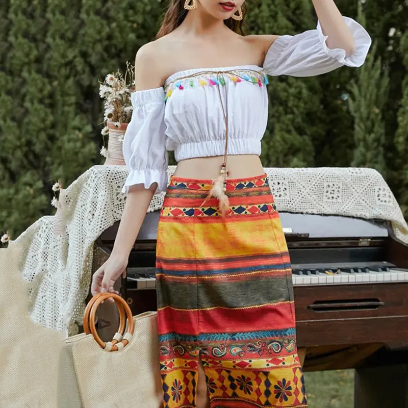 Женская футболка с открытыми плечами Boho летние белые рубашки открытой спиной
