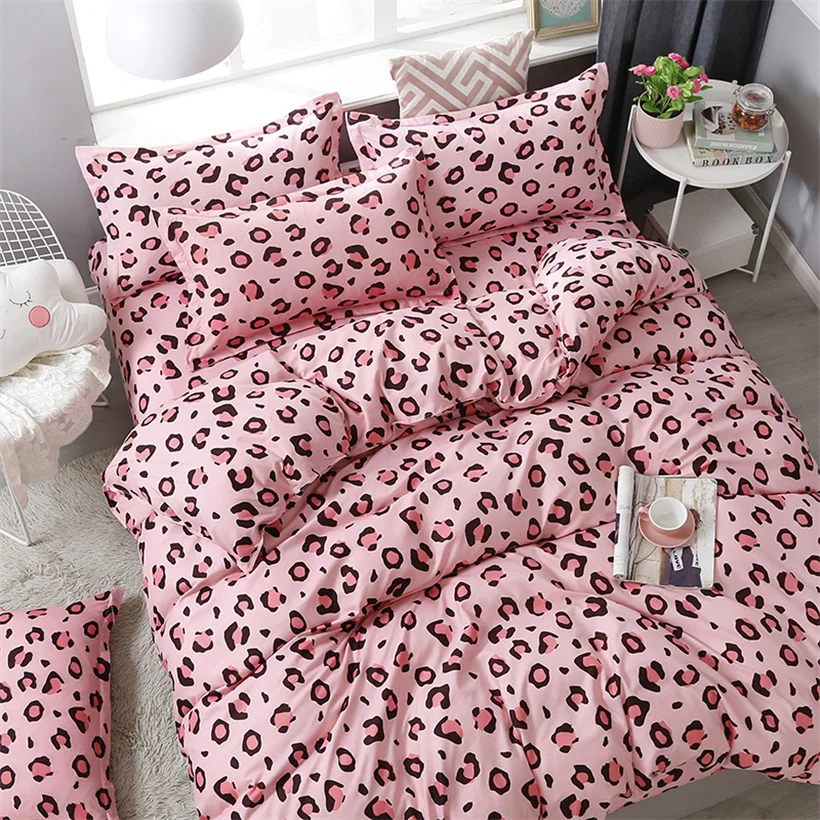 Duvet Cover Pink Leopard Bedding Covers 220x240 Quilt Cover Fashion Pattern Household Home Textiles (Pillowcase Need Order)