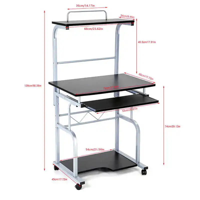 

Modern Computer Desk Portable Wooden Computer Desk Rolling Mobile Stand Workstation Laptop Table for Home Office