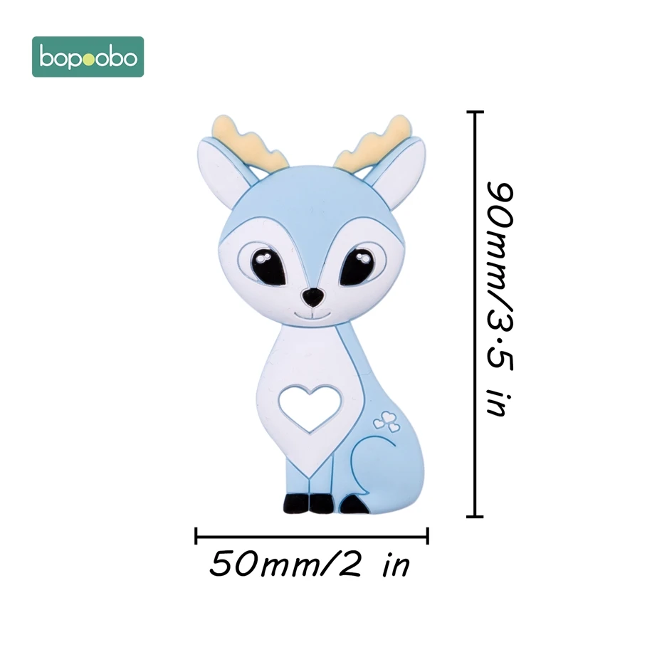 Bopoobo 1 шт., детский прорезыватель, соски, клипсы, подарок для ребенка, пищевые силиконовые грызуны, прорезыватель из бисера, BPA бесплатно, подарок для ребенка, игрушки, силиконовые бусины - Цвет: Blue Deer