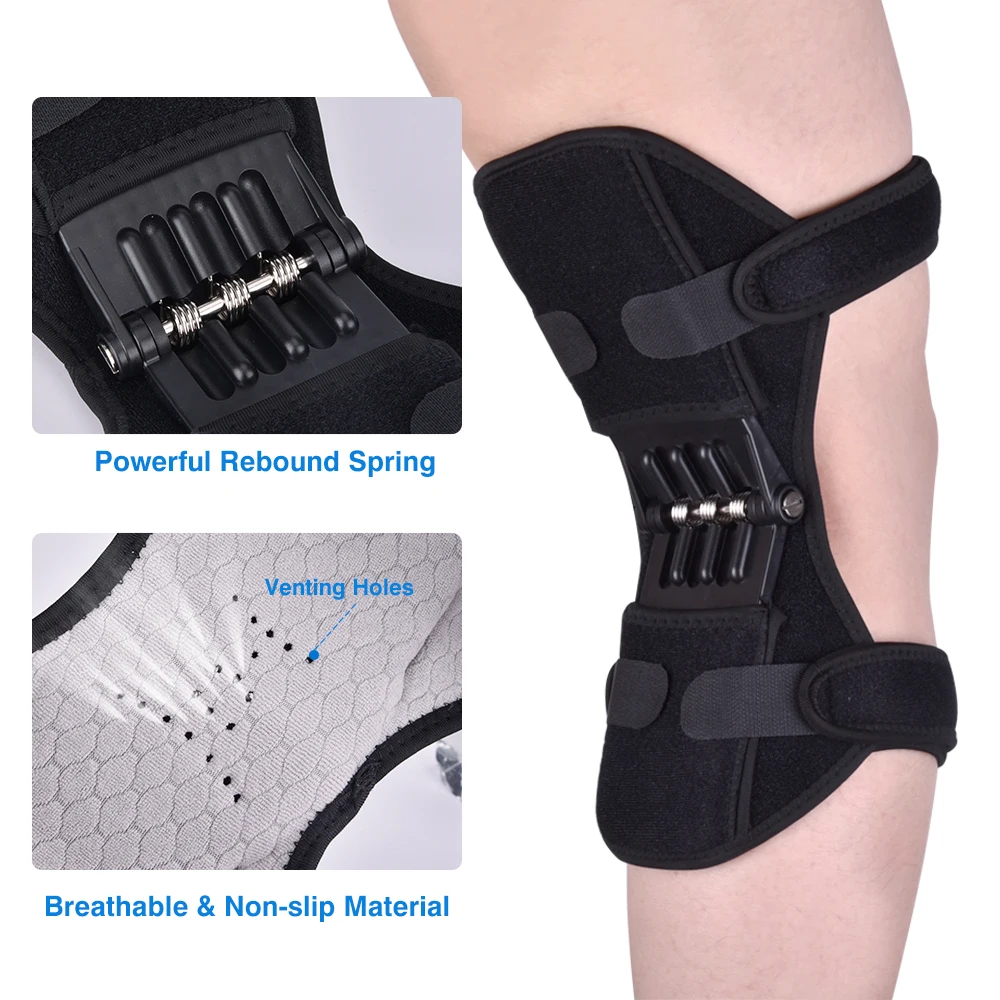 

1 Pair Joint Support Knee Pad Breathable Non-Slip Lift Pain Relief for Knee Power Spring Force Stabilizer Knee Booster for Elder