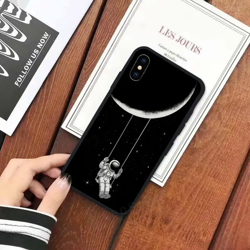 cartoon matte astronaut space phone case for iphone 11 12 mini pro xs max 8 7 6 6s plus x 5s se 2020 xr free global shipping