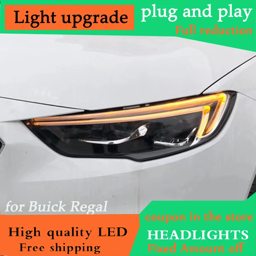 DY_L Автомобиль Стайлинг корпус передней фары для Buick Регал 2017 2018 2019 светодиодный DRL