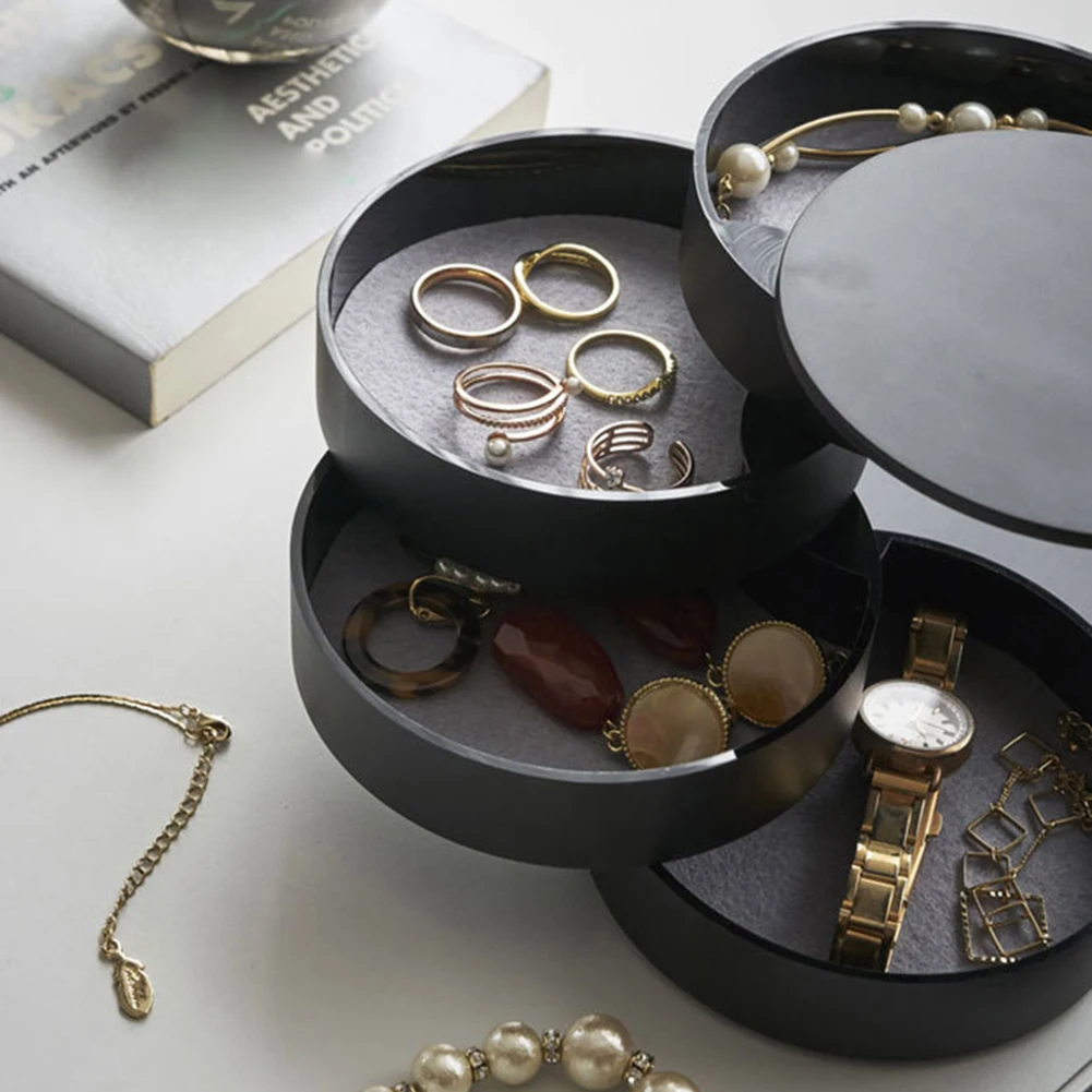 4 слоя вращающийся пластиковый ящик для хранения косметики коробка серьги кольца