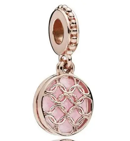 

Genuine 925 Sterling Silver Charm Pink Enamel Rose Patterns Of Love Heart Beads Fit pandora Bracelet & Necklace DIY Jewelry