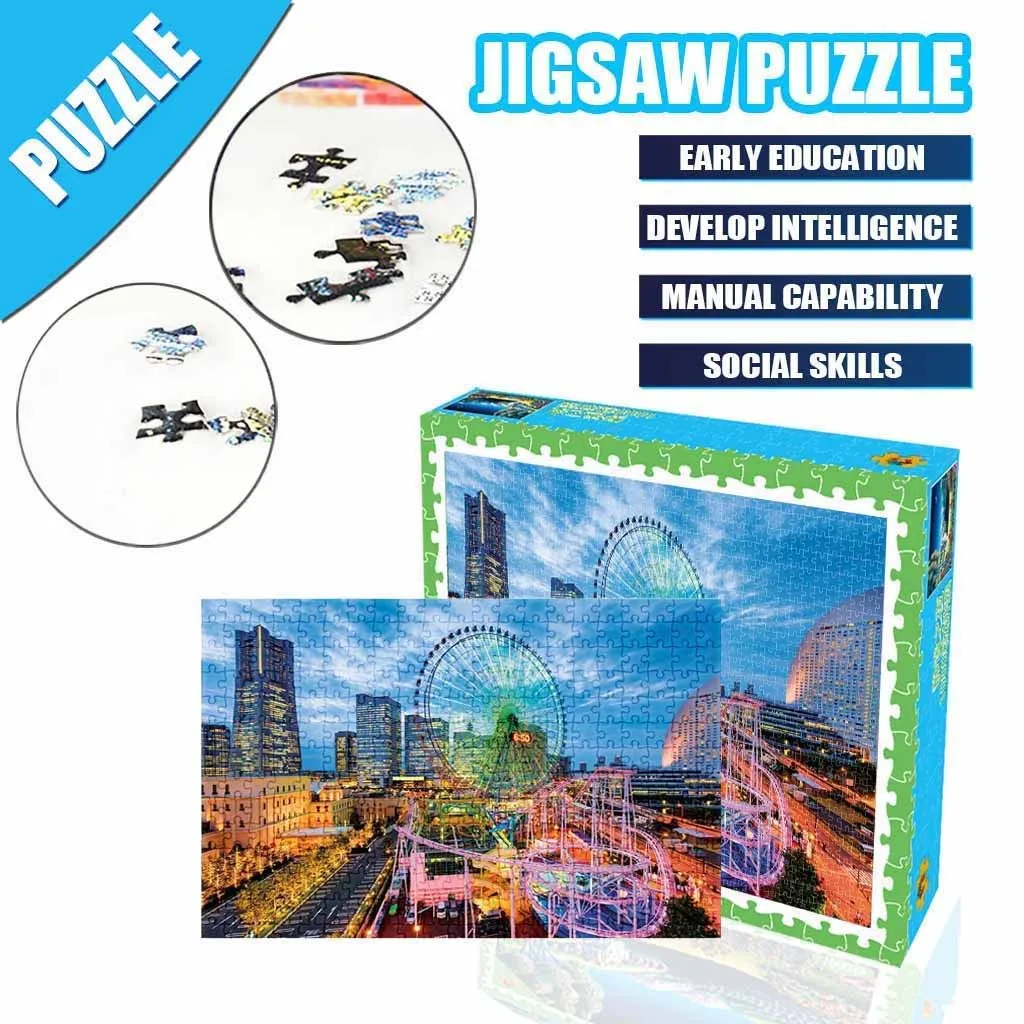 

HIINST 300 pcs City Night View Ferris Wheel Picture Jigsaw Puzzle Toys Kids educational Toys Building Block Game