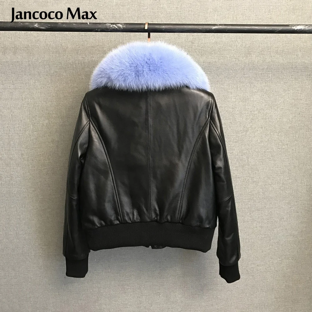 Jancoco Max Женская куртка из натуральной овечьей кожи с воротником лисьего меха