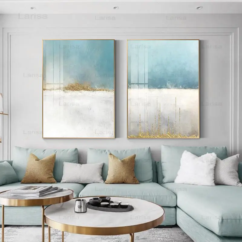 

Abstract Flowing Color Canvas Wall Art Painting Nordic Baby Blue Poster and Print Modular Pictures for Living Room Home Decor