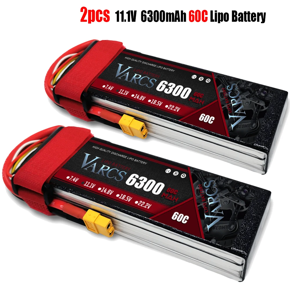 2PCS VARCS  Lipo Batteries 2S 7.4V 11.1V 14.8V 22.2V 6300mAh 60C/120C for RC Car Off-Road Buggy Truck Boats salash Drone Parts enlarge