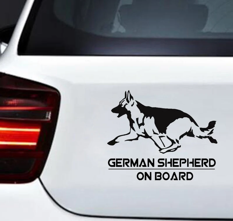 Черно-белая модная немецкая овчарка на борту Автомобильная Наклейка Виниловая