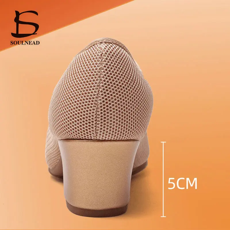 Women Dance Shoes Ladies Jazz Latin Dancing Adult Ballroom Salsa Tango Shoes Female Middle Heeled Breathable Training Sneakers