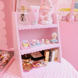 wood storage rack three tier shelves cosmetic brush organizer bedroom desktop organizers home decoration ornaments accessories free global shipping