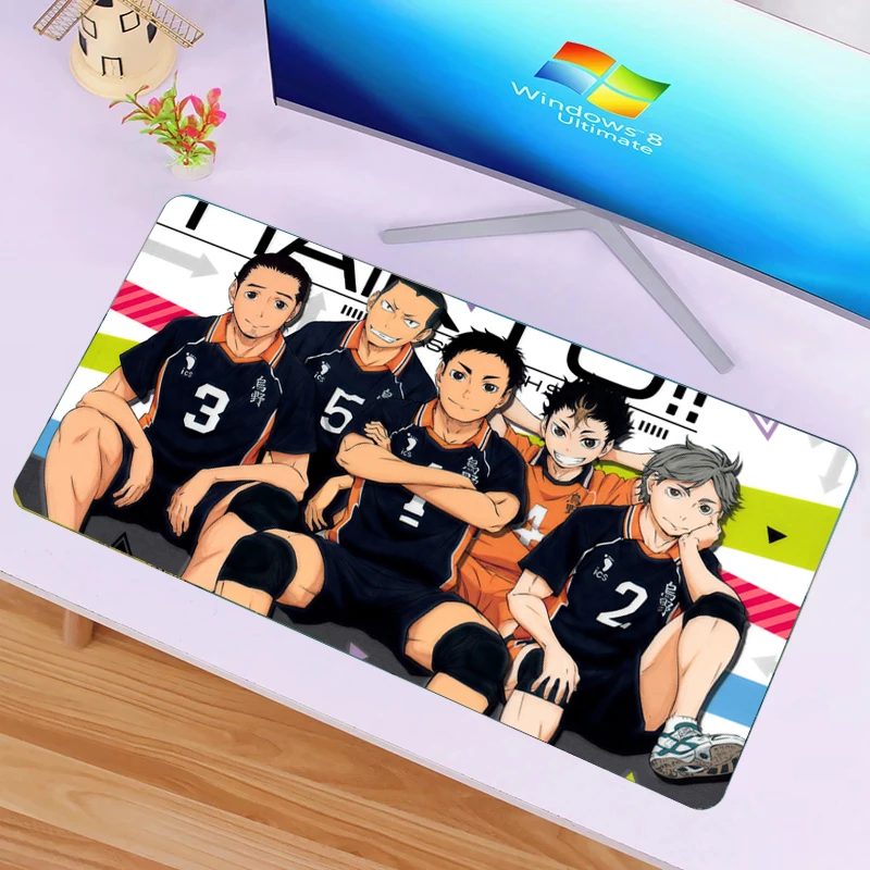 

Коврик для мыши Haikyuu с японским аниме, большие коврики для мыши, игровой Настольный коврик, нескользящий коврик для мыши с фиксируемыми края...