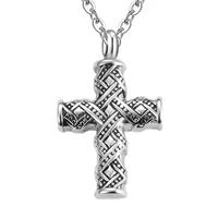dropship vintage cross memorial jewelry stainless steel cremation jewelry urn necklace for ashes keepsake pendant