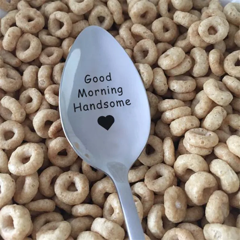 

Valentines Day Gift for Boyfriend Girlfriend Coffee Spoon Good Morning Handsome Wedding Gifts for Guests Party Favors Present