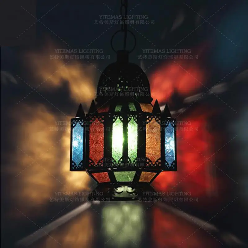 Мусульманский красочный подвесной светильник арабский стеклянный для ресторана