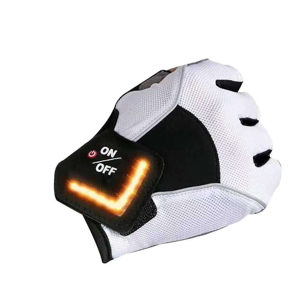 

1 Pair of White Turning Automatic Sensor Turn Signal Gloves Warning Light Gloves Riding Gloves Gravity Sensor Automatic
