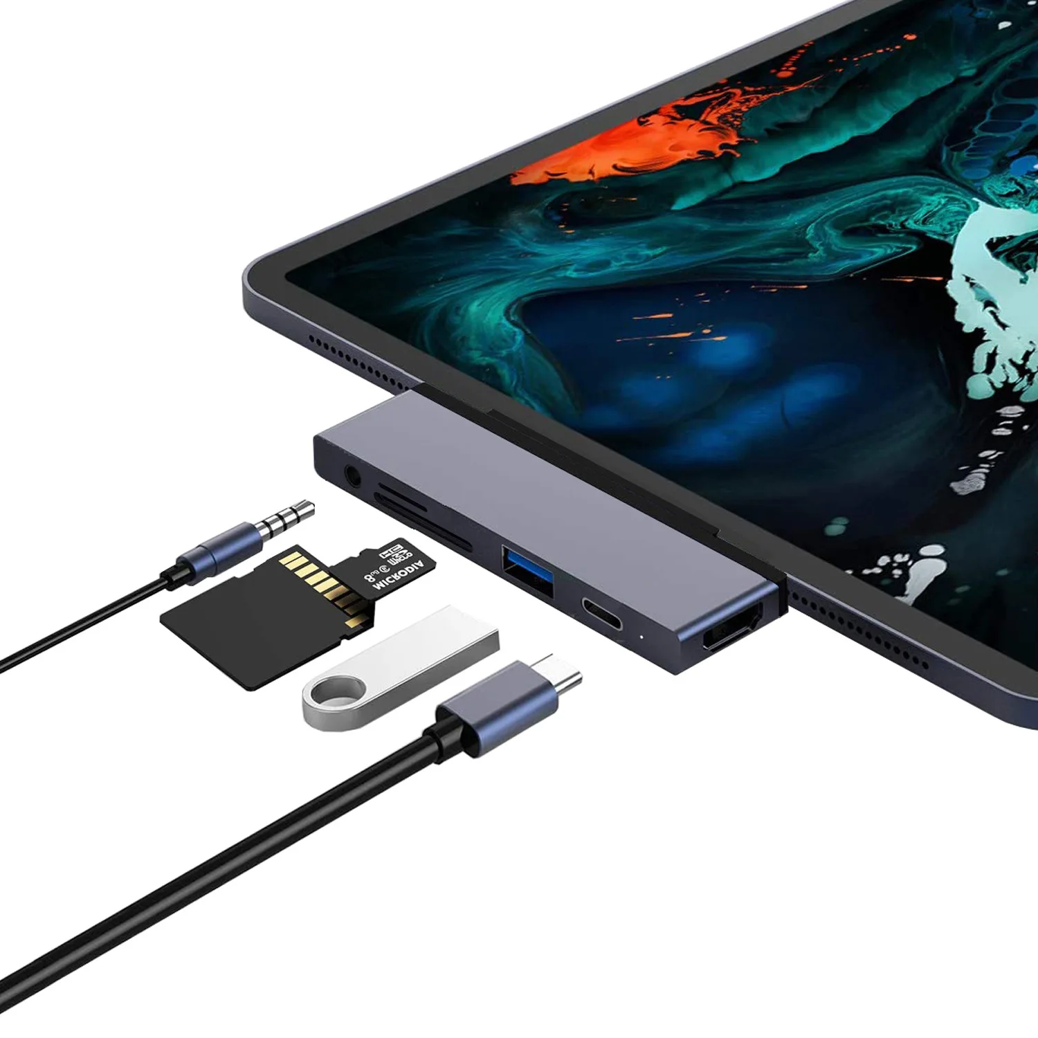 

Suitable For Six In One Hub Of IPad Pro Usb3.1 Multi-function Docking Station Type-C To HDMI Usb Hub