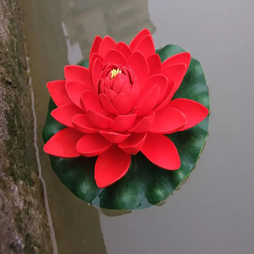 

New 1PC Artificial Floating Water Lily EVA Lotus Flower Pond Decor Artificial Lotus Pond Tank Plant Ornament Home Garden Decor