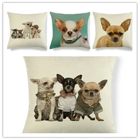 18 linen cushion cover pattern home case chihuahua animal pillow decorative dog
