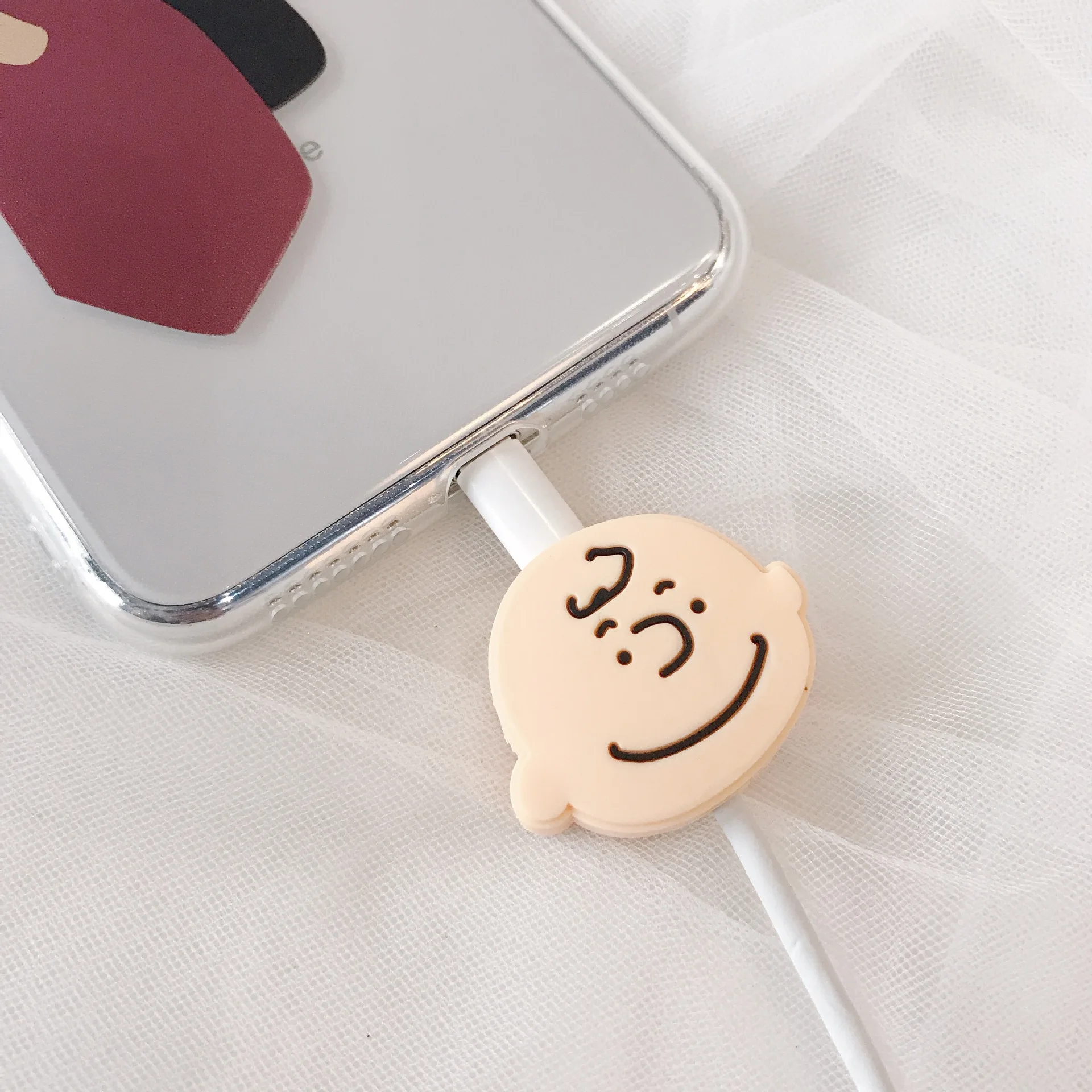 Корейский мультфильм кабель протектор для iPhone XS Max XR 8 7 Универсальный шнур Защитная крышка usb зарядный кабель Winder