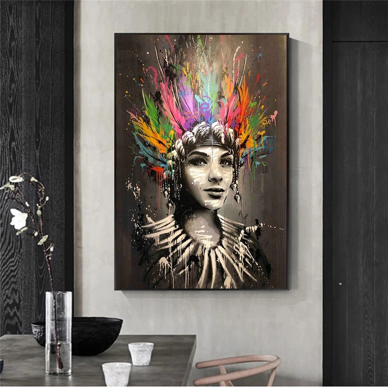 

African Woman Modern Art Canvas Paintings On the Wall Art Posters And Prints Graffiti Art Black Woman Nordic Art Wall Pictures