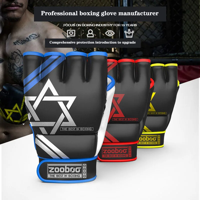 Professional Half Finger Boxing Gloves for Men Women Pu Muay Thai Sanda Match Fighting Gloves MMA Training Equipment Wholesale