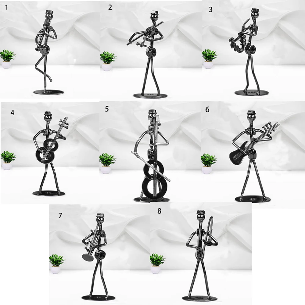 

Little Creative Iron Art Man Figurine Musical Instrument Band Sculpture Statues For Bookshelf Home Decor Craft Birthday Gifts