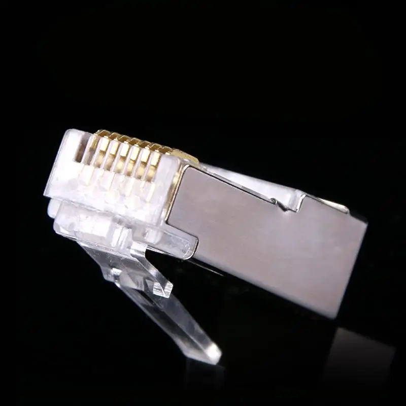 

10/20/50pcs Cat6 Crystal RJ45 Modular Network Cable Connector Adapter w/Metal Shield Network Cable Pressing Plug for Switches TV