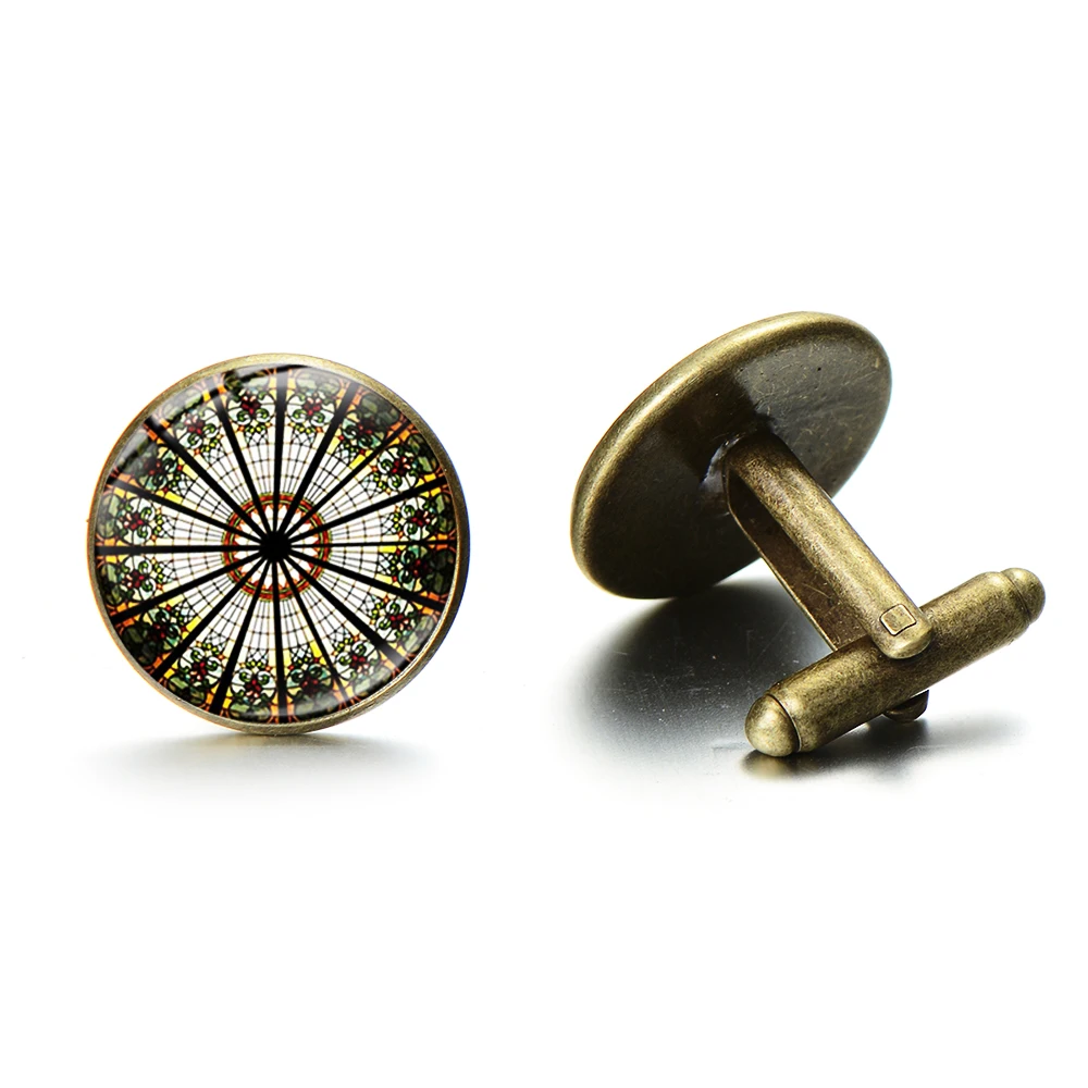 SONGDA Роза окна цветное изображение стеклянные запонки кабошон Notre Dame De Paris сувенир