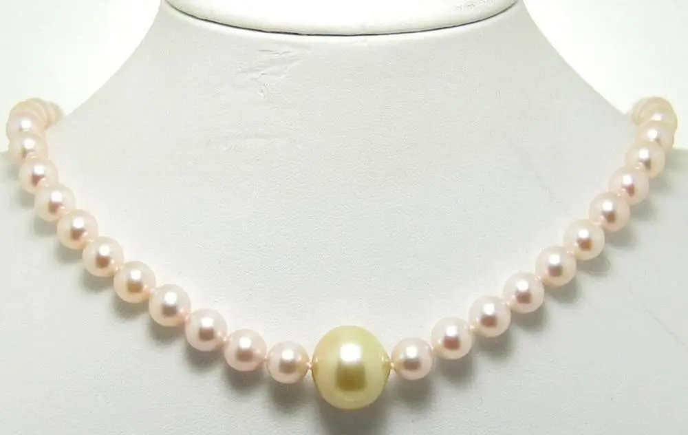 elegant 9-11mm south sea white gold round pearl necklace 14k