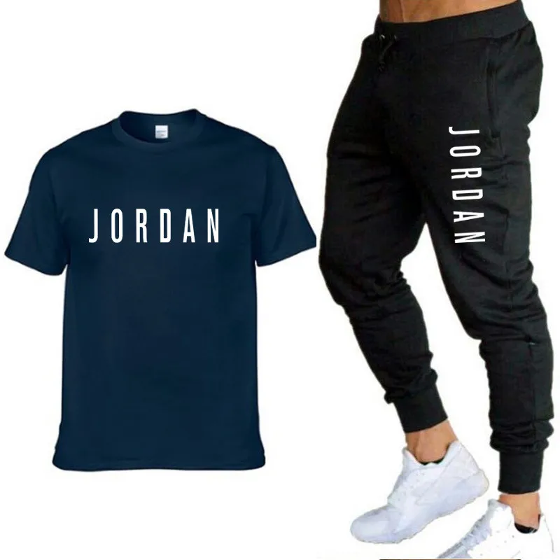 

Men's Casual Tracksuit Summer Clothes Sportswear Two Piece Set T Shirt Brand Track Clothing Male Sweatsuit Sports Suits S-3XL