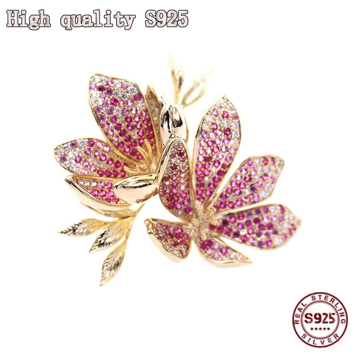

High Quality Shining Color Crystal Brooch Temperament Suit Dress Coat Accessories Flower Brooch Women's Brooch
