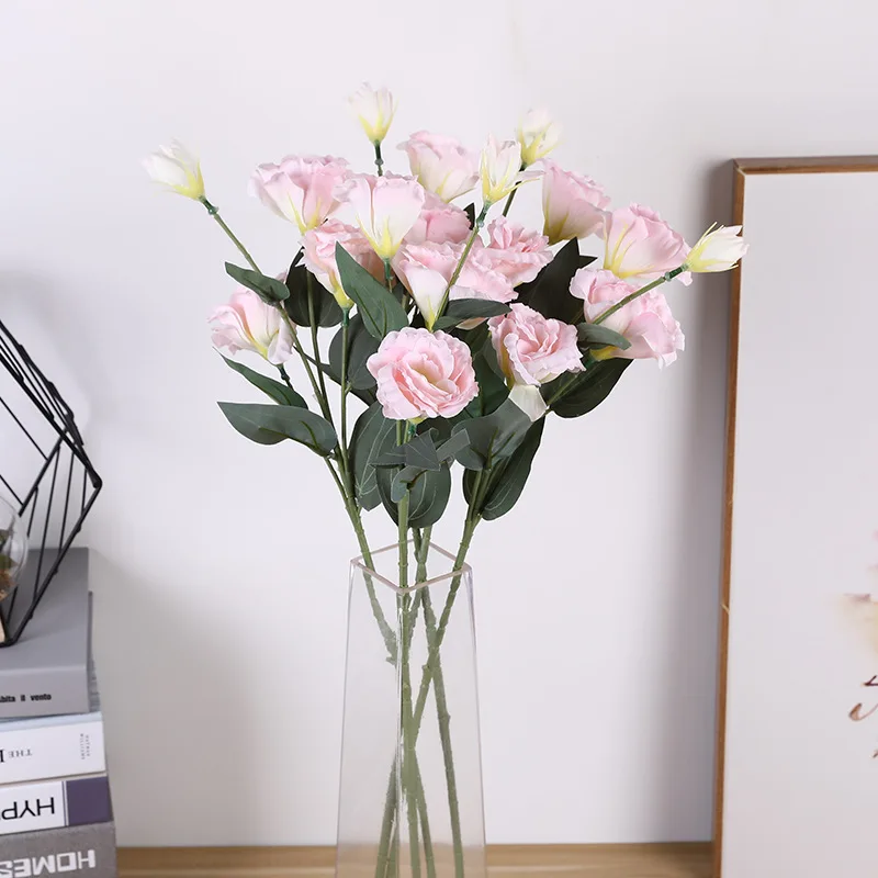 1 шт. Европейский искусственный цветок 4 головки поддельные Эустома Gradiflorus Lisianthus Рождество Свадьба Праздник декор дома 9 цветов - Цвет: Pink A