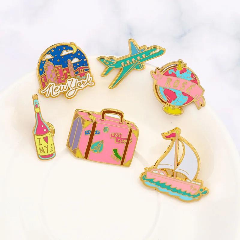 Симпатичные броши для страйтборда корабля винного искусства булавки багажника