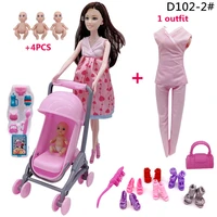 11 55 fashion pregnant doll mother and child combination trolley puppy children toy accessories 4 little dolls