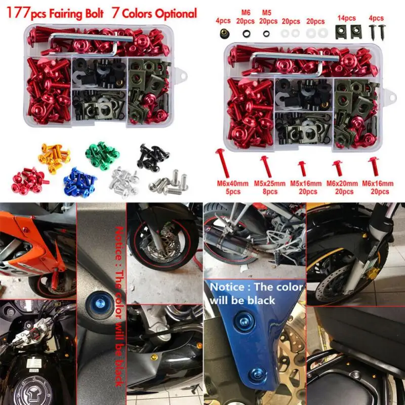¡Oferta! Kit de tornillos de carenado para motocicleta, Clips de sujeción para Honda CBR600RR, CBR900RR, CBR1000RR, CBR1100XX, 6 colores