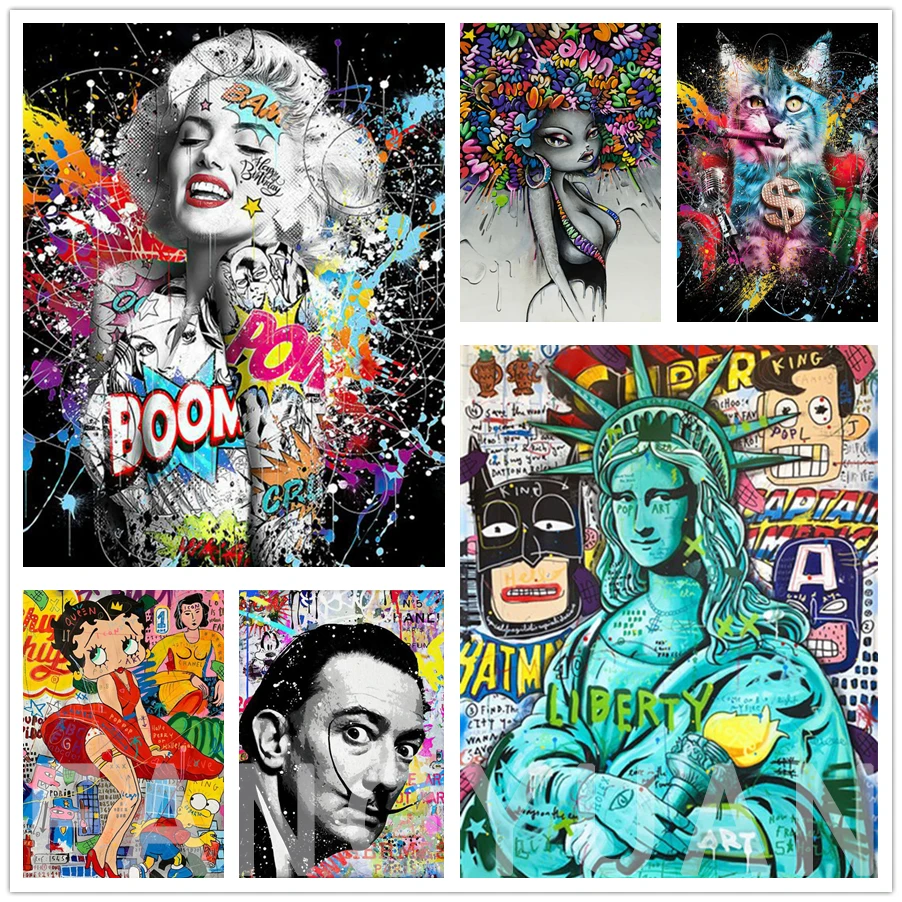 

Sexy Portrait Street Art Diamond Painting Rhinestone Embroidery Mosaic Marilyn Monroe Statue of Liberty Wall Poster Home Decor